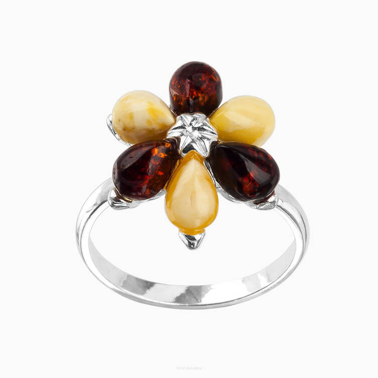 PIERŚCIONEK SREBRO Z BURSZTYNEM