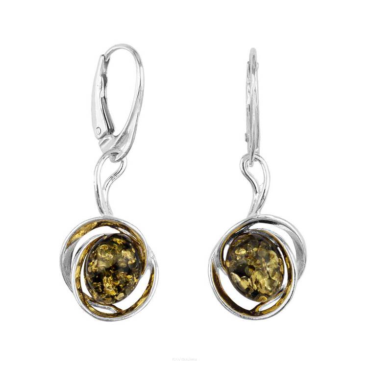 KOLCZYKI SREBRNE Z BURSZTYNEM