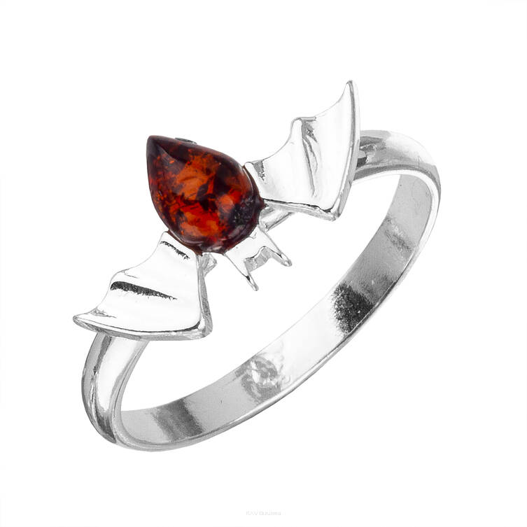 PIERŚCIONEK SREBRO Z BURSZTYNEM