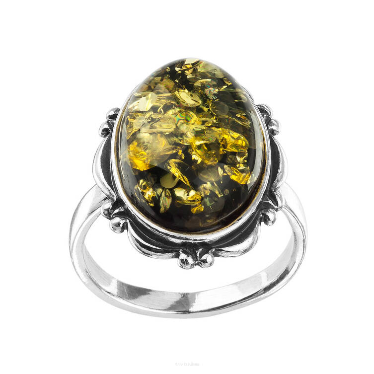 PIERŚCIONEK SREBRO Z BURSZTYNEM