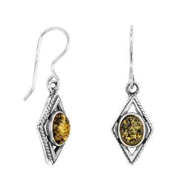 KOLCZYKI SREBRNE  Z BURSZTYNEM