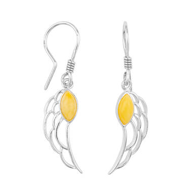 KOLCZYKI SREBRNE Z BURSZTYNEM