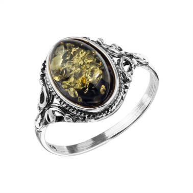 PIERŚCIONEK SREBRNY Z BURSZTYNEM