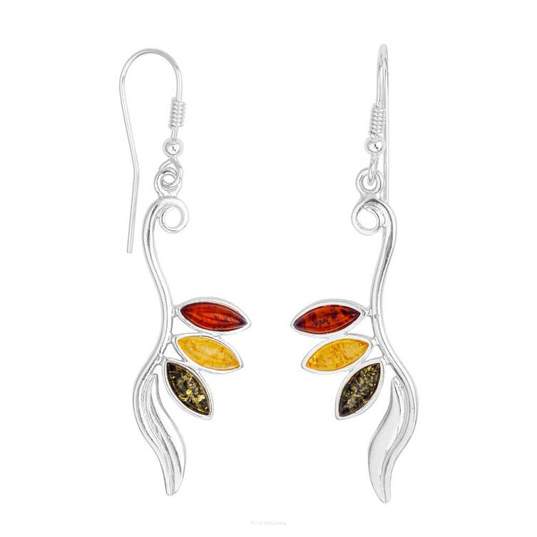 KOLCZYKI SREBRNE Z BURSZTYNEM