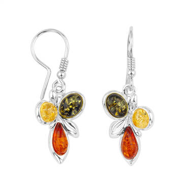 KOLCZYKI SREBRNE Z BURSZTYNEM