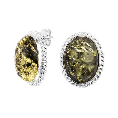 KOLCZYKI SREBRNE  Z BURSZTYNEM