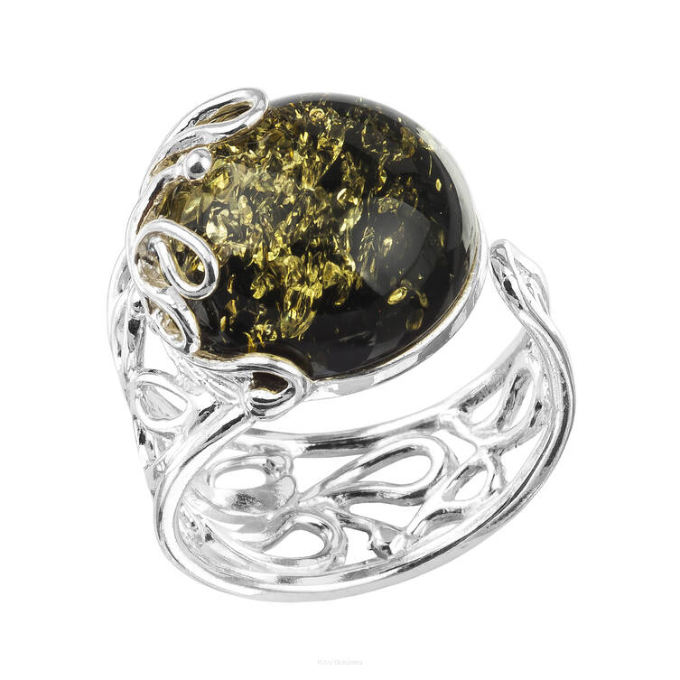 PIERŚCIONEK SREBRO Z BURSZTYNEM