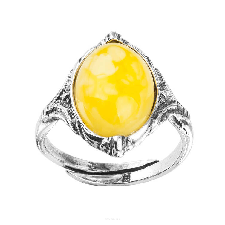 PIERŚCIONEK SREBRO Z BURSZTYNEM