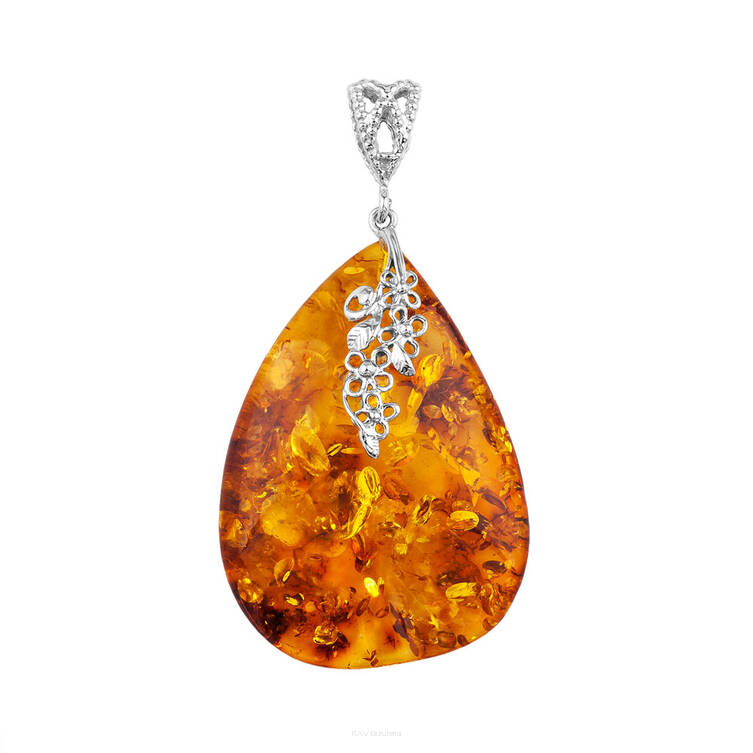 WISIOR UNIKATOWY SREBRNO BURSZTYNOWY