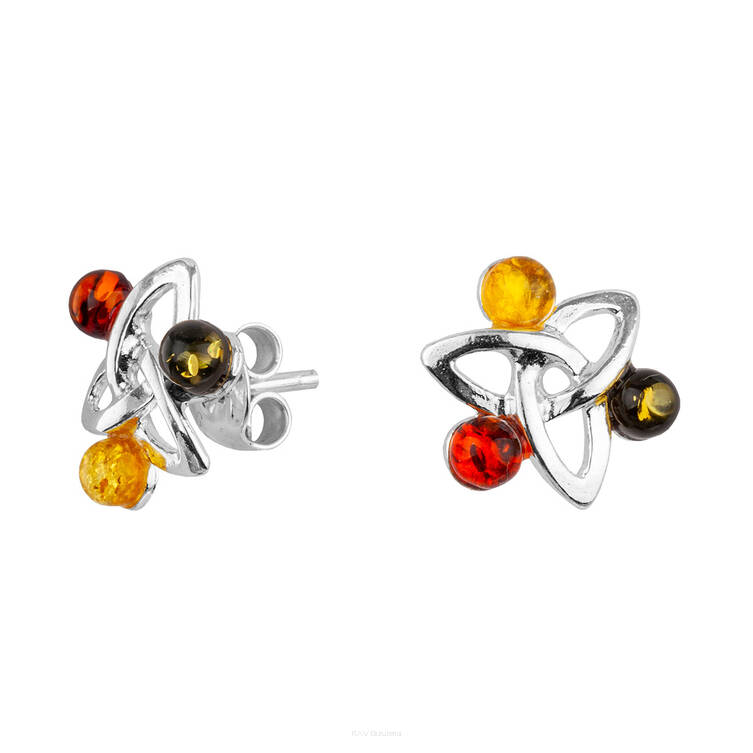 KOLCZYKI SREBRNE Z BURSZTYNEM