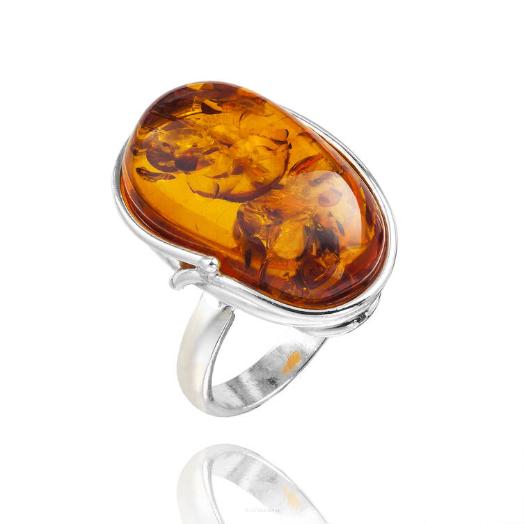 PIERŚCIONEK SREBRO Z BURSZTYNEM