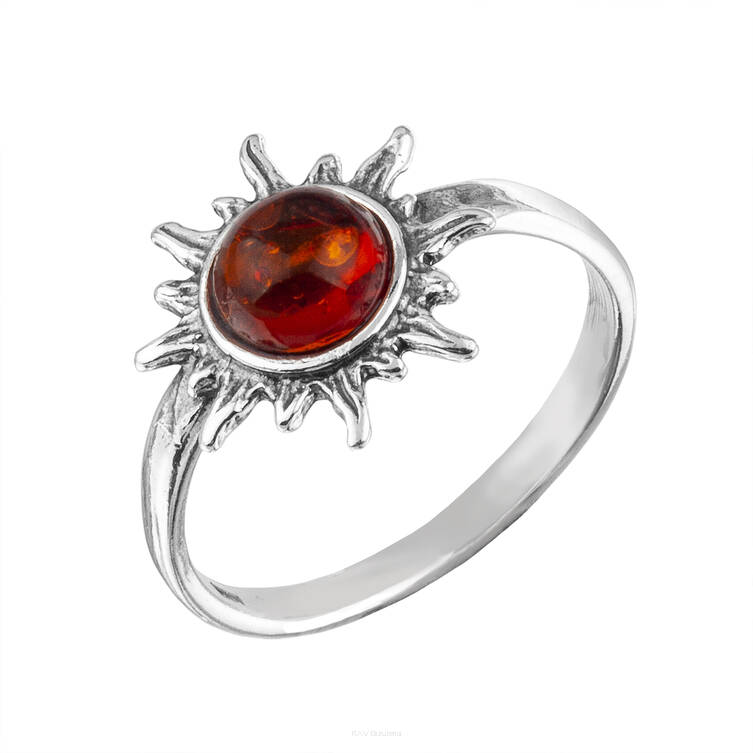 PIERŚCIONEK SREBRNY Z BURSZTYNEM