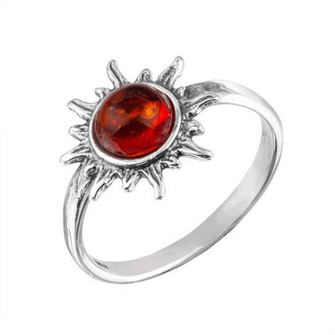 PIERŚCIONEK SREBRNY Z BURSZTYNEM