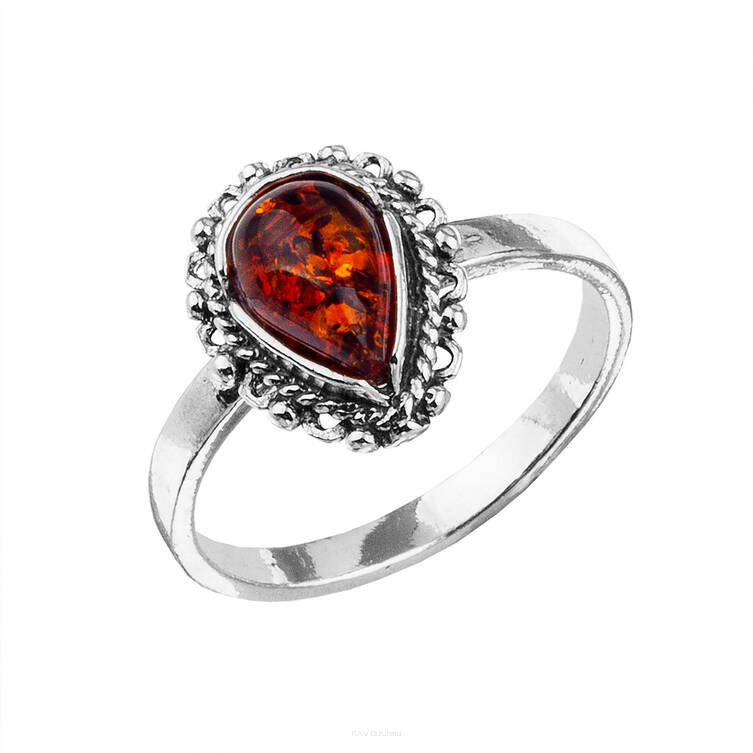 PIERŚCIONEK SREBRNY Z BURSZTYNEM