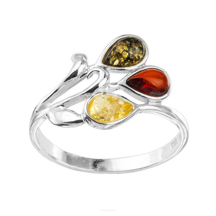 PIERŚCIONEK SREBRO Z BURSZTYNEM