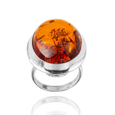 PIERŚCIONEK SREBRO Z BURSZTYNEM