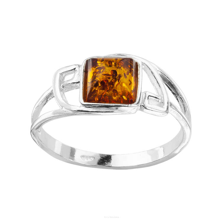 PIERŚCIONEK SREBRO Z BURSZTYNEM