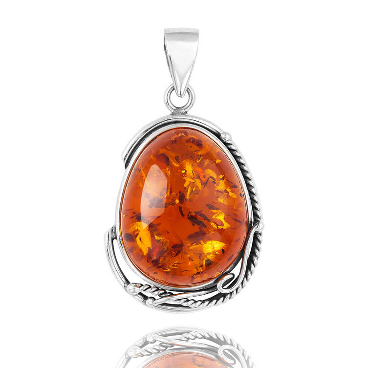 WISIOREK SREBRNY Z BURSZTYNEM