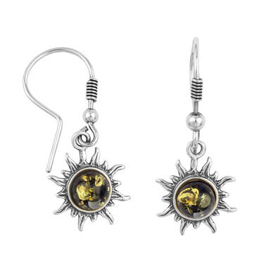 KOLCZYKI SREBRNE Z BURSZTYNEM