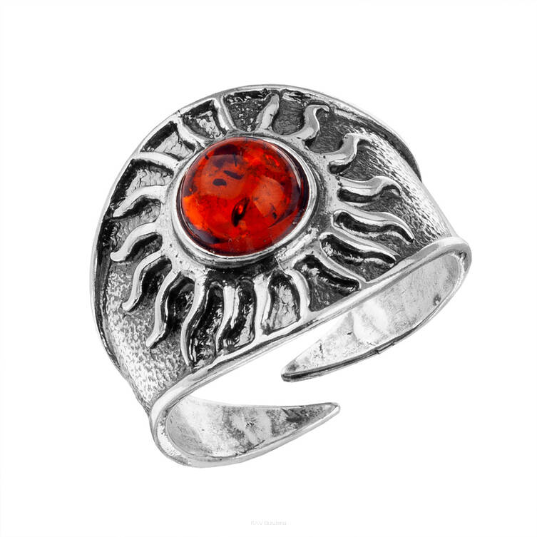 PIERŚCIONEK SREBRNY Z BURSZTYNEM