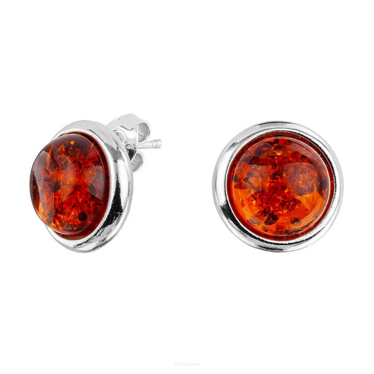 KOLCZYKI SREBRNE Z BURSZTYNEM