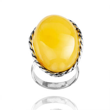 PIERŚCIONEK SREBRO Z BURSZTYNEM