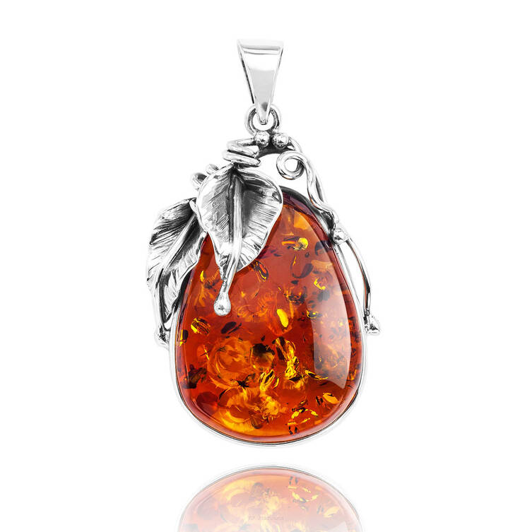 WISIOREK SREBRNY Z BURSZTYNEM