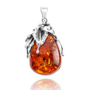 WISIOREK SREBRNY Z BURSZTYNEM