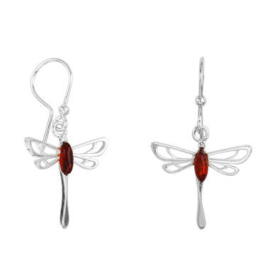 KOLCZYKI SREBRNE  Z BURSZTYNEM