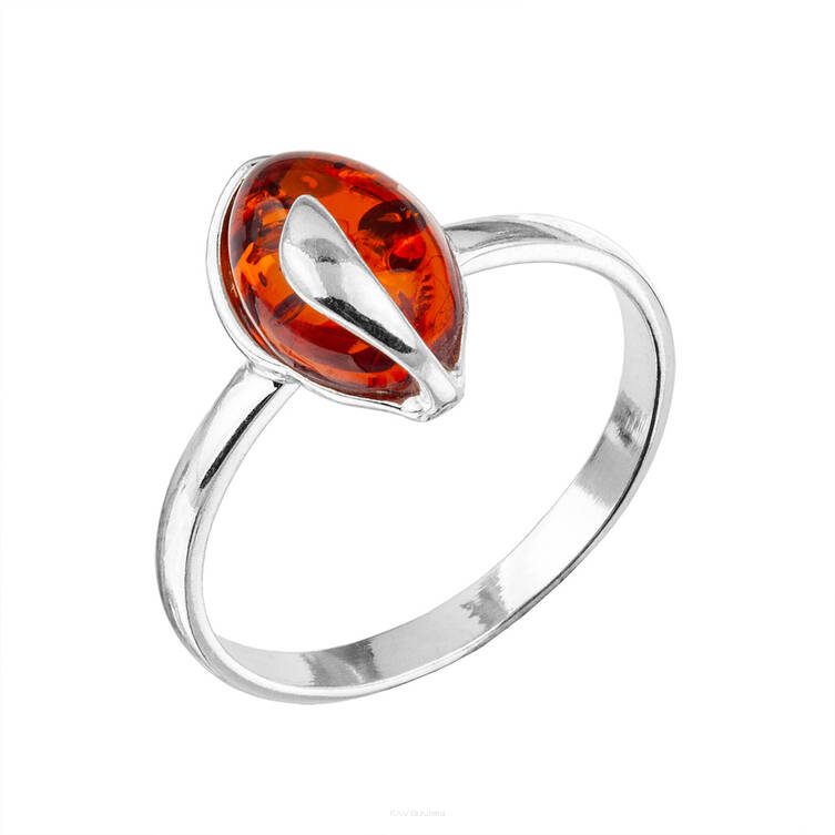 PIERŚCIONEK SREBRNY Z BURSZTYNEM