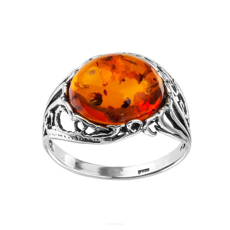 PIERŚCIONEK SREBRO Z BURSZTYNEM