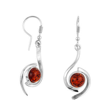 KOLCZYKI SREBRNE  Z BURSZTYNEM