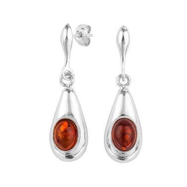 KOLCZYKI SREBRNE  Z BURSZTYNEM