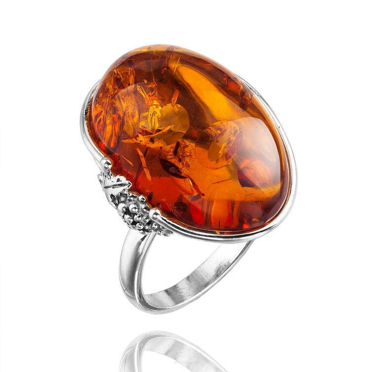 PIERŚCIONEK SREBRO Z BURSZTYNEM