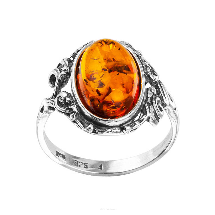 PIERŚCIONEK SREBRO Z BURSZTYNEM