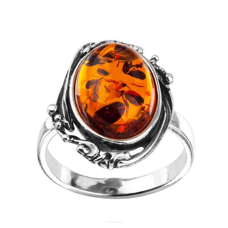 PIERŚCIONEK SREBRO Z BURSZTYNEM