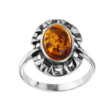 PIERŚCIONEK SREBRO Z BURSZTYNEM