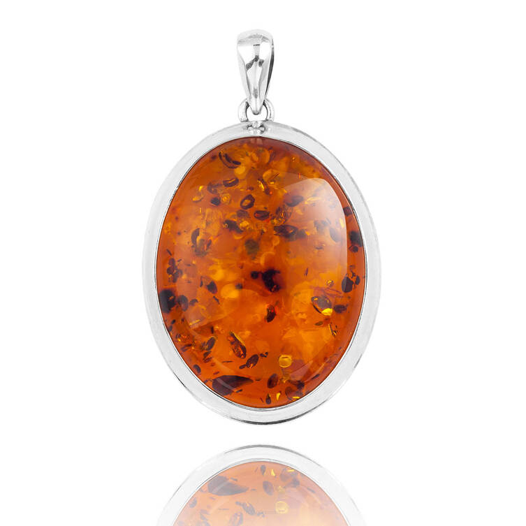 WISIOREK SREBRNY Z BURSZTYNEM