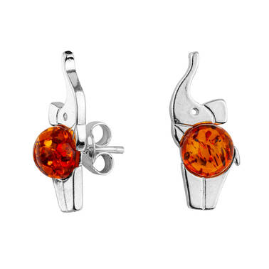 KOLCZYKI SREBRNE Z BURSZTYNEM