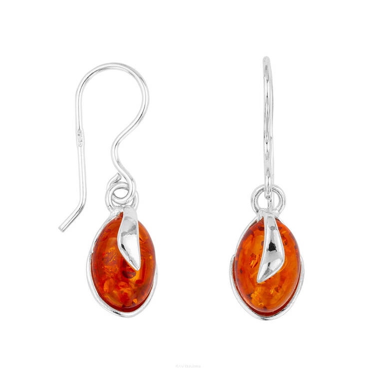 KOLCZYKI SREBRNE Z BURSZTYNEM