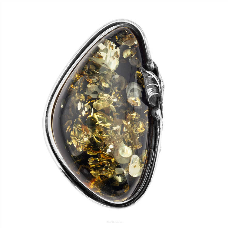 BROSZKA SREBRNA Z BURSZTYNEM