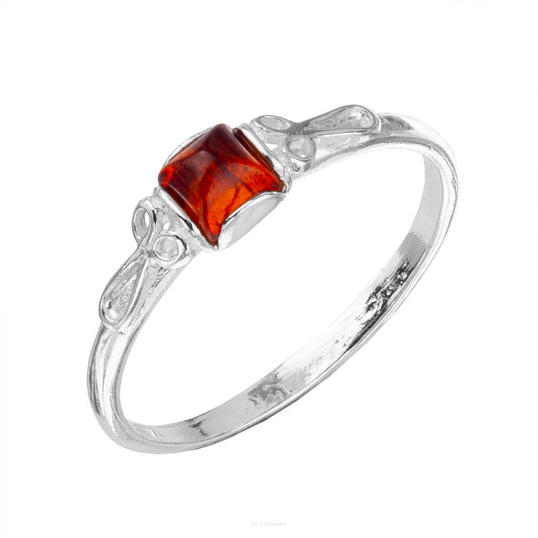 PIERŚCIONEK SREBRO Z BURSZTYNEM