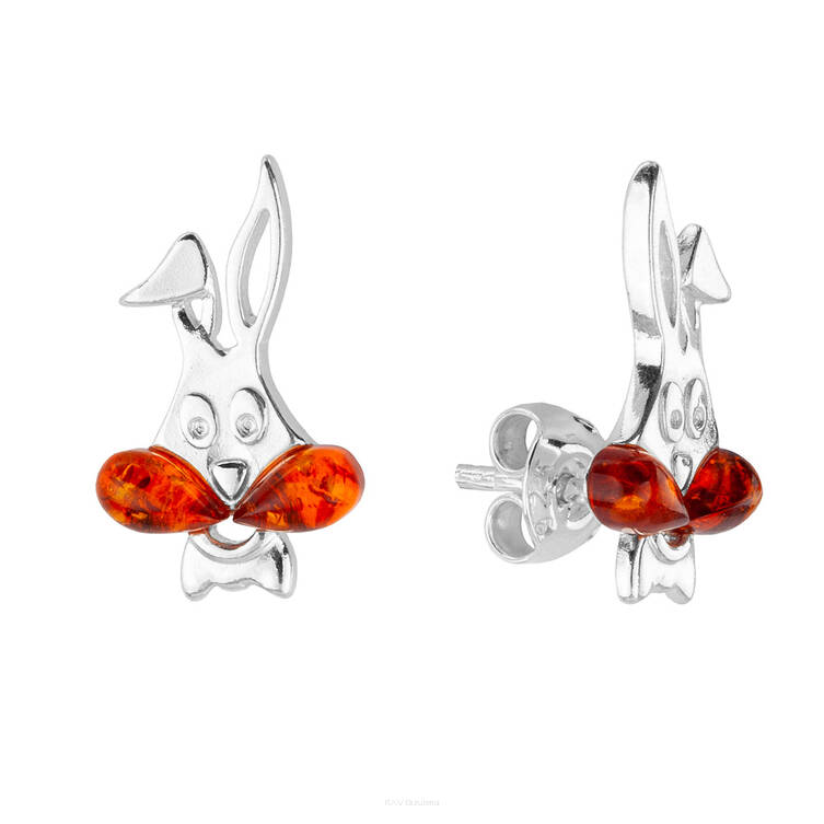 KOLCZYKI SREBRNO BURSZTYNOWE