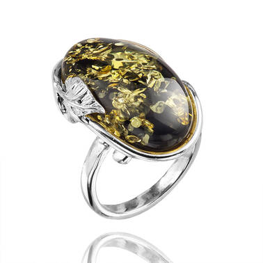 PIERŚCIONEK SREBRO Z BURSZTYNEM