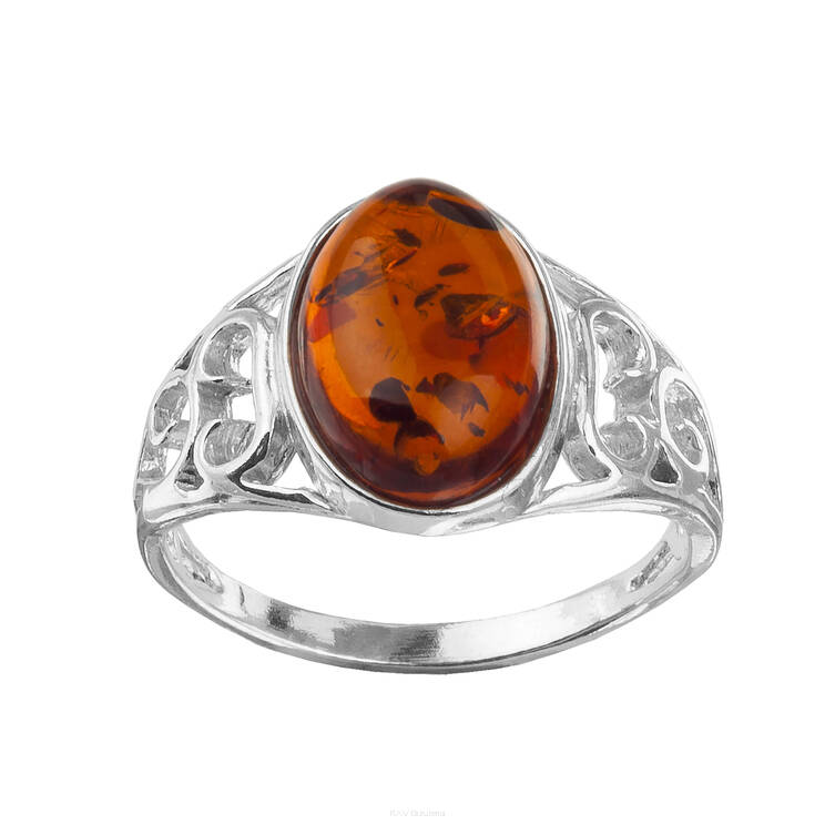 PIERŚCIONEK SREBRO Z BURSZTYNEM