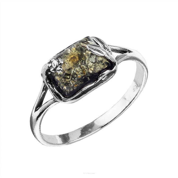 PIERŚCIONEK SREBRNY Z BURSZTYNEM