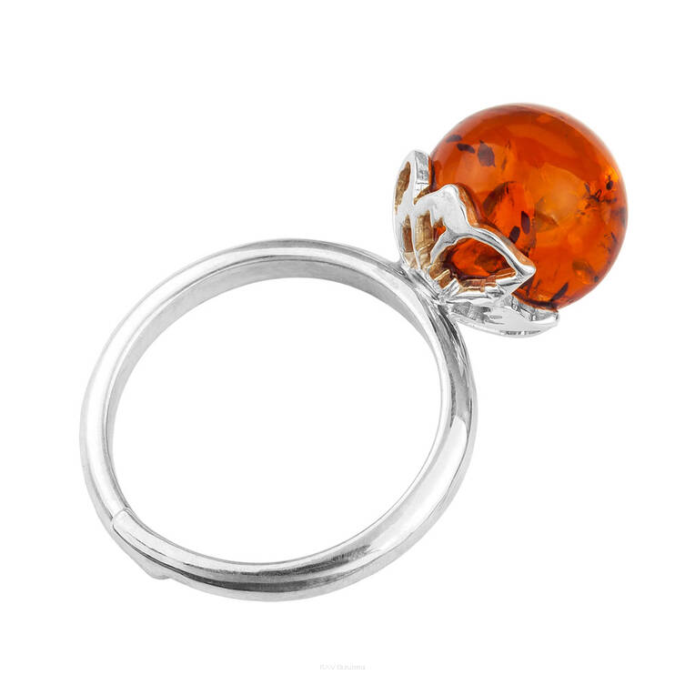 PIERŚCIONEK SREBRO Z BURSZTYNEM