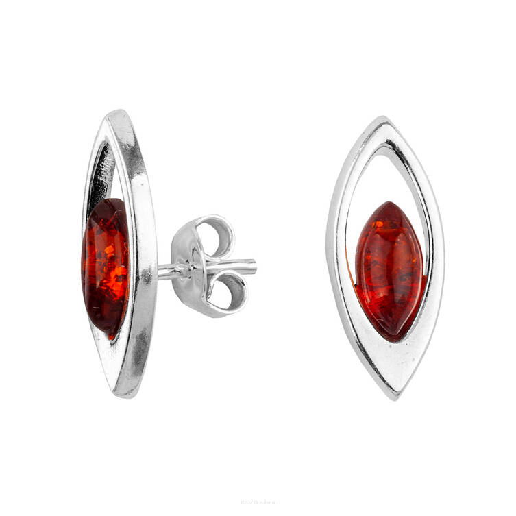 KOLCZYKI SREBRNE Z BURSZTYNEM