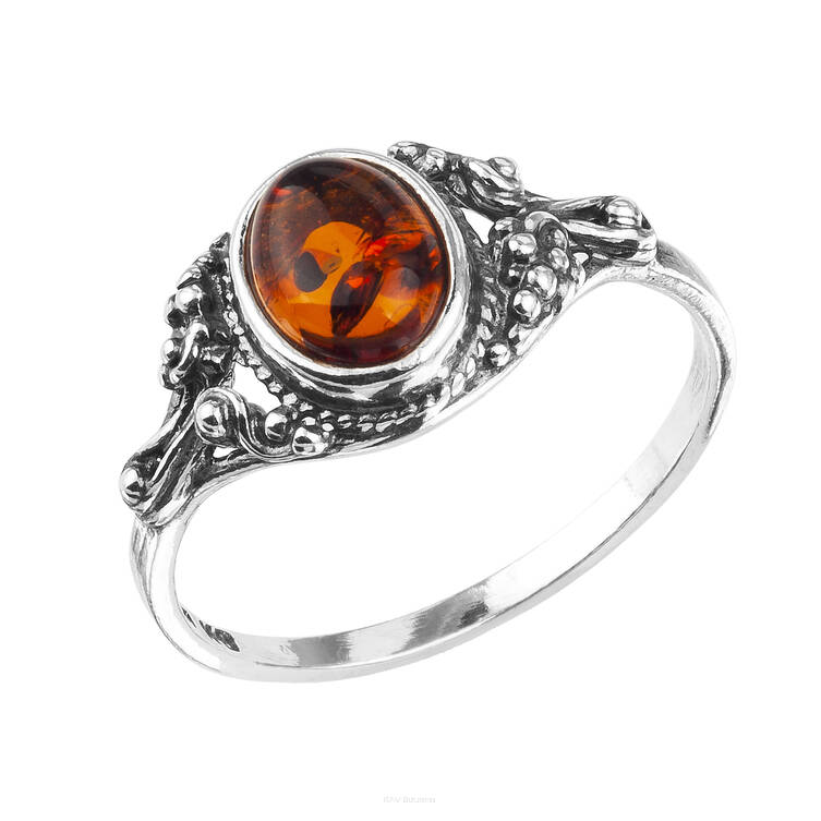 PIERŚCIONEK SREBRO Z BURSZTYNEM