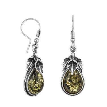 KOLCZYKI SREBRNE  Z BURSZTYNEM